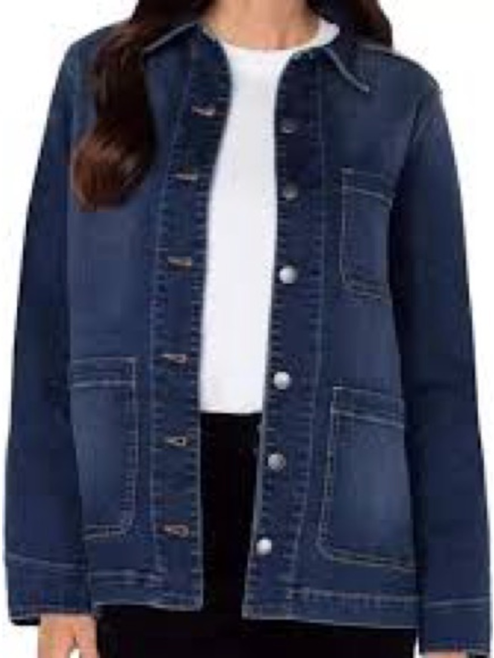 Well Worn Denim Button-Down Jean Barn-Chore Jacket Cabincore size XL Dark Wash